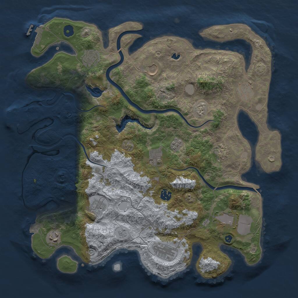Rust Map: Procedural Map, Size: 4000, Seed: 573814, 17 Monuments