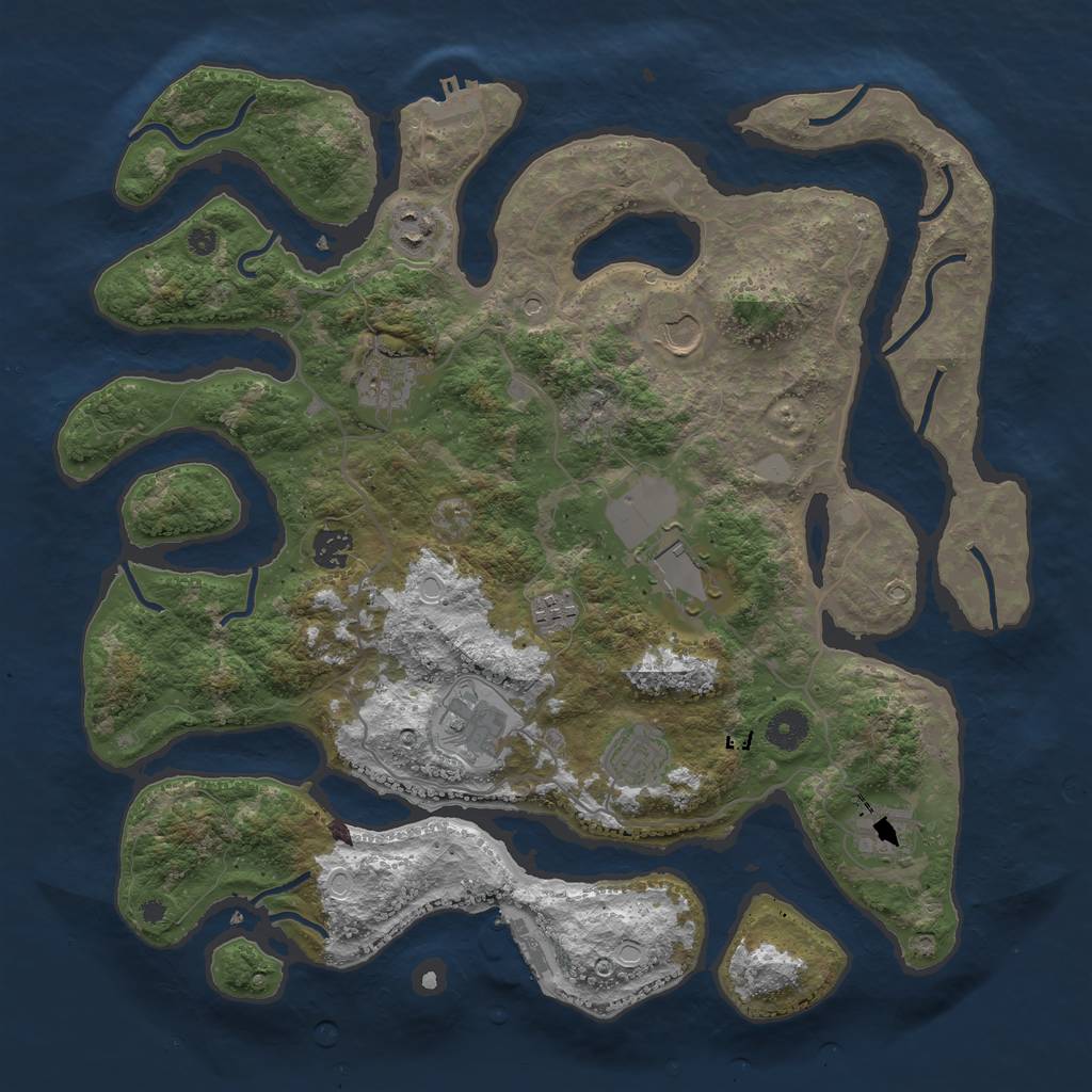 Rust Map: Procedural Map, Size: 4000, Seed: 573814, 17 Monuments