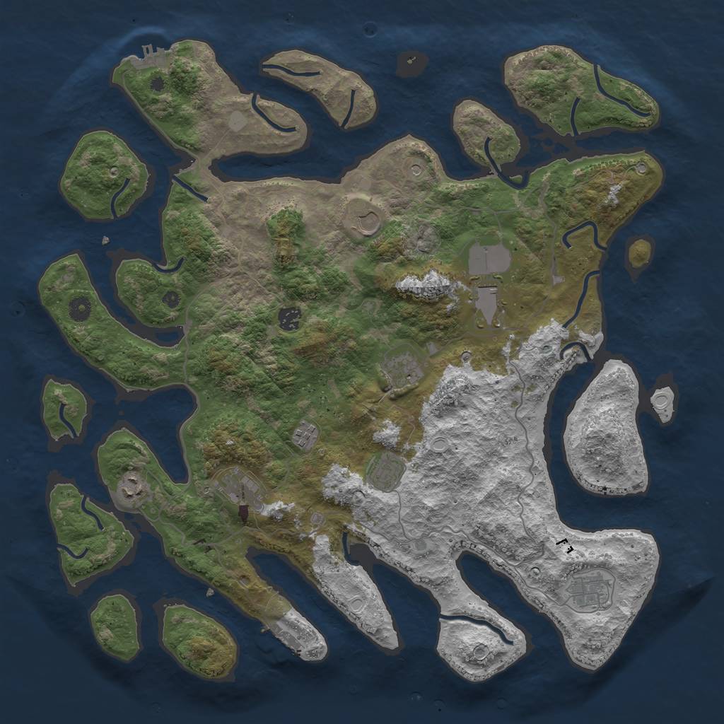 Rust Map: Procedural Map, Size: 4500, Seed: 1019872, 17 Monuments