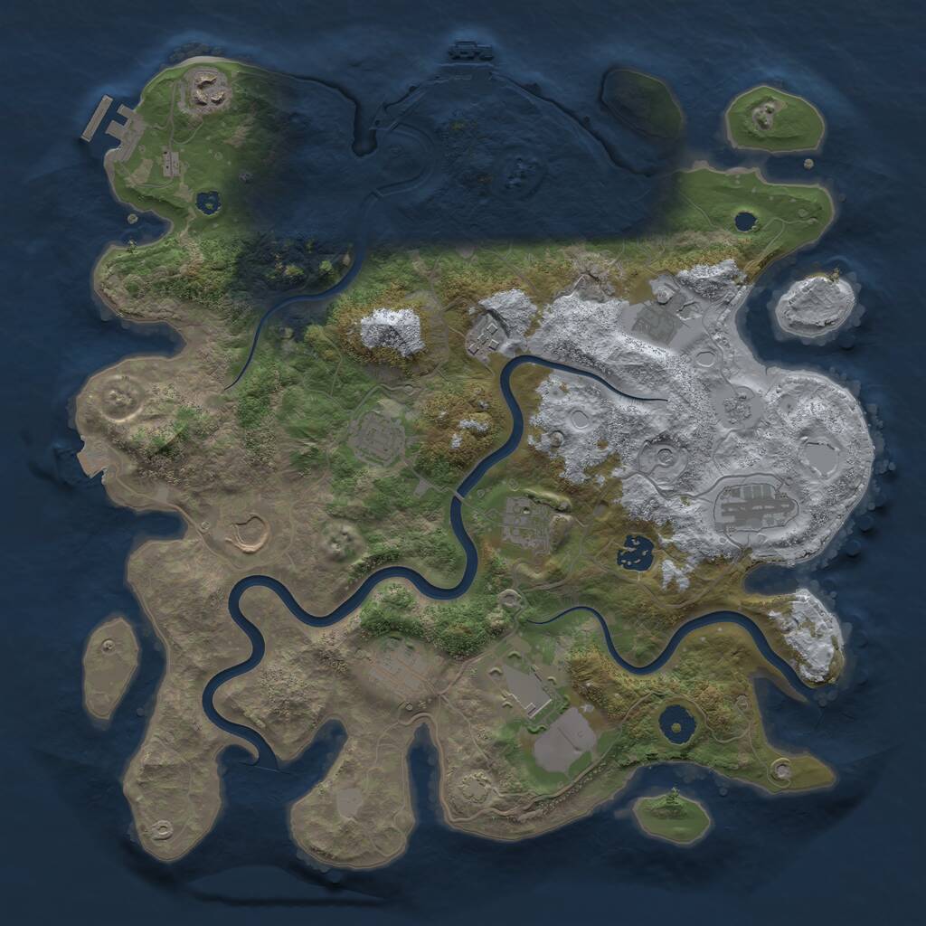 Rust Map: Procedural Map, Size: 3800, Seed: 848859381, 16 Monuments