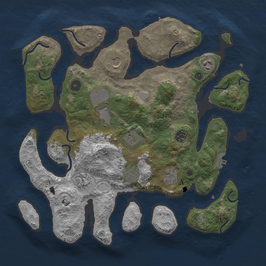 Rust Map: Procedural Map, Size: 3700, Seed: 3, 16 Monuments