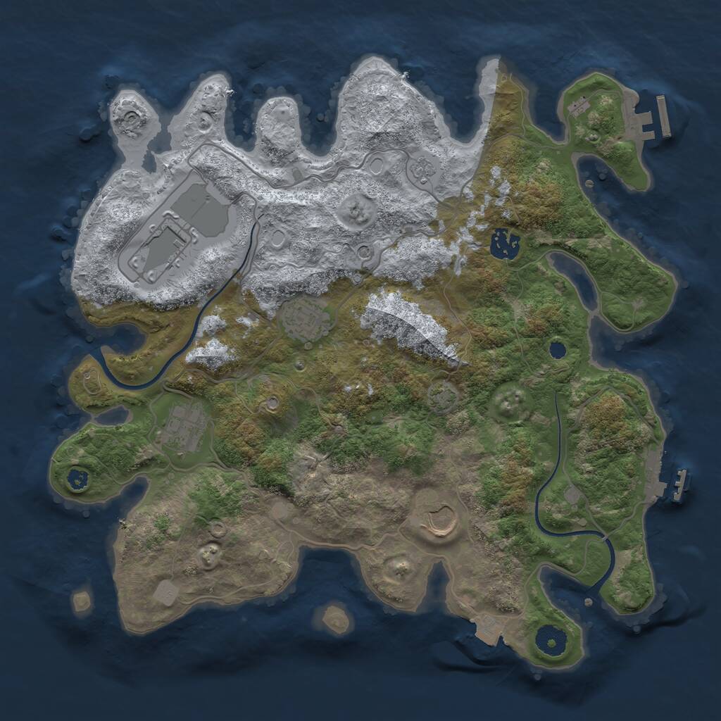 Rust Map: Procedural Map, Size: 3500, Seed: 290529833, 11 Monuments