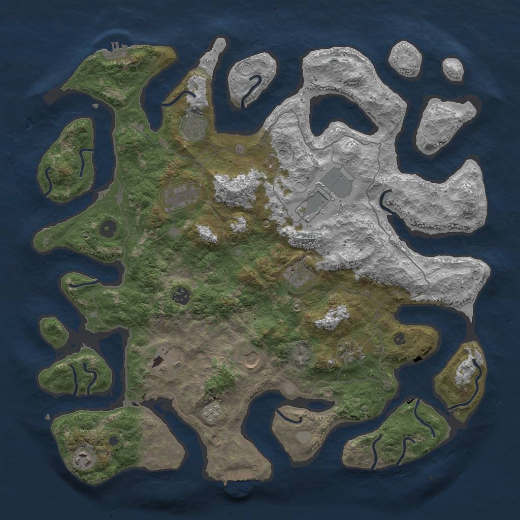 Rust Map: Procedural Map, Size: 4500, Seed: 6362851, 18 Monuments
