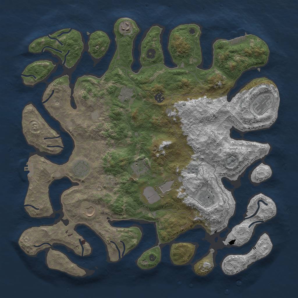 Rust Map: Procedural Map, Size: 4500, Seed: 768022, 18 Monuments