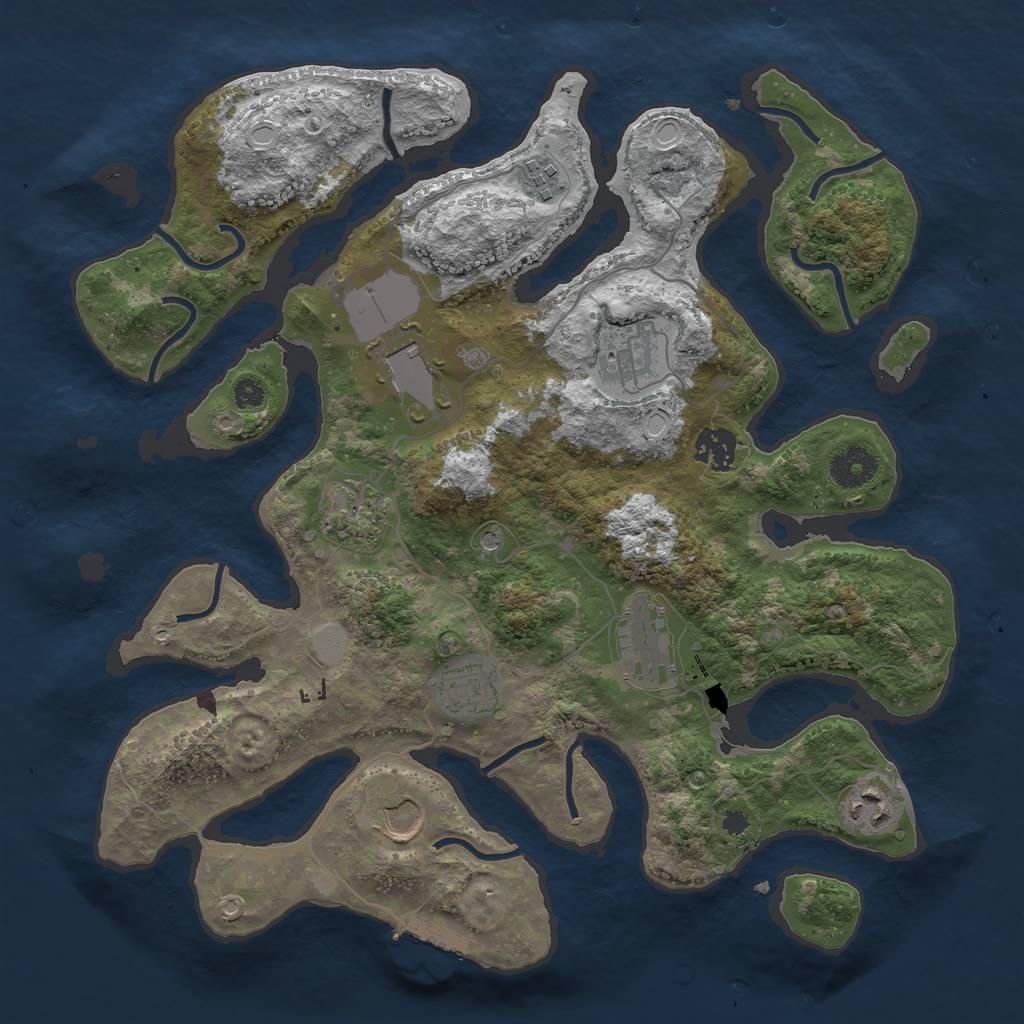 Rust Map: Procedural Map, Size: 3550, Seed: 322369, 16 Monuments