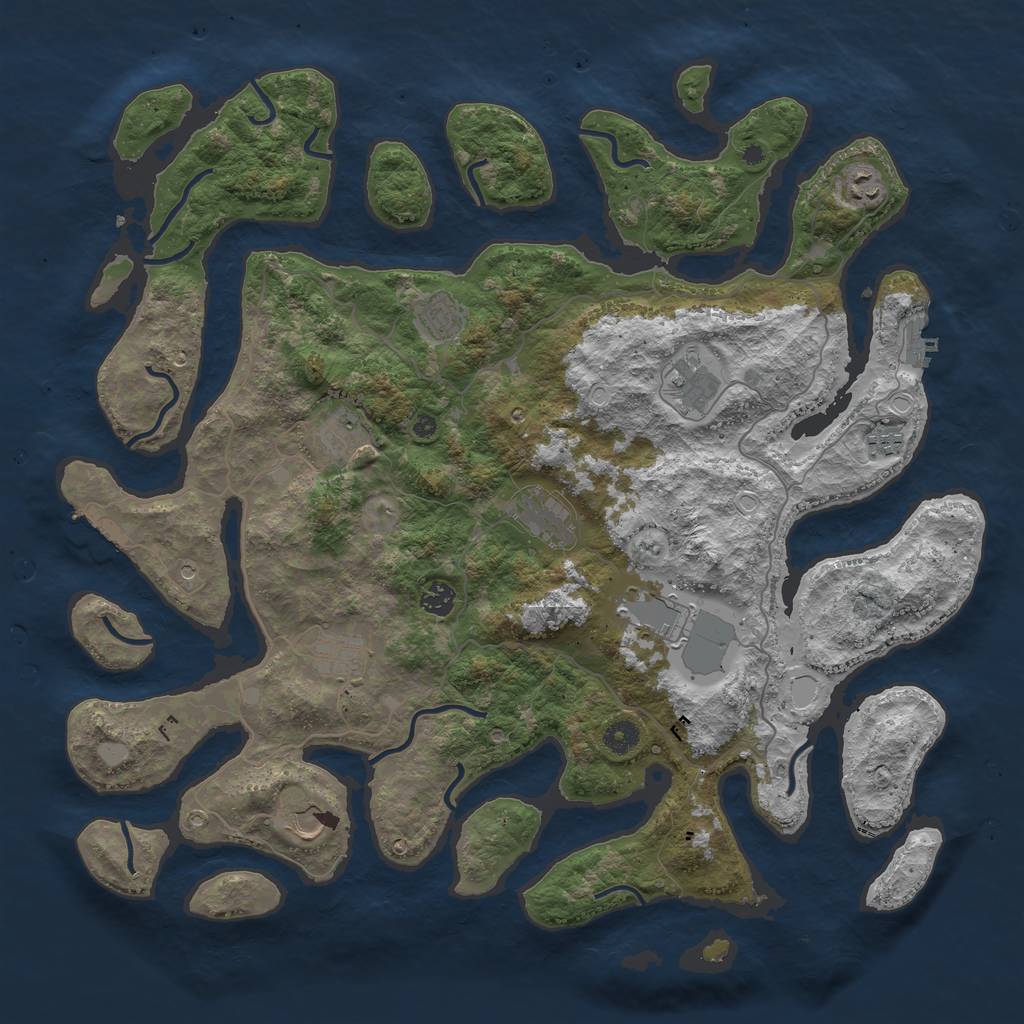 Rust Map: Procedural Map, Size: 4500, Seed: 3819474, 18 Monuments