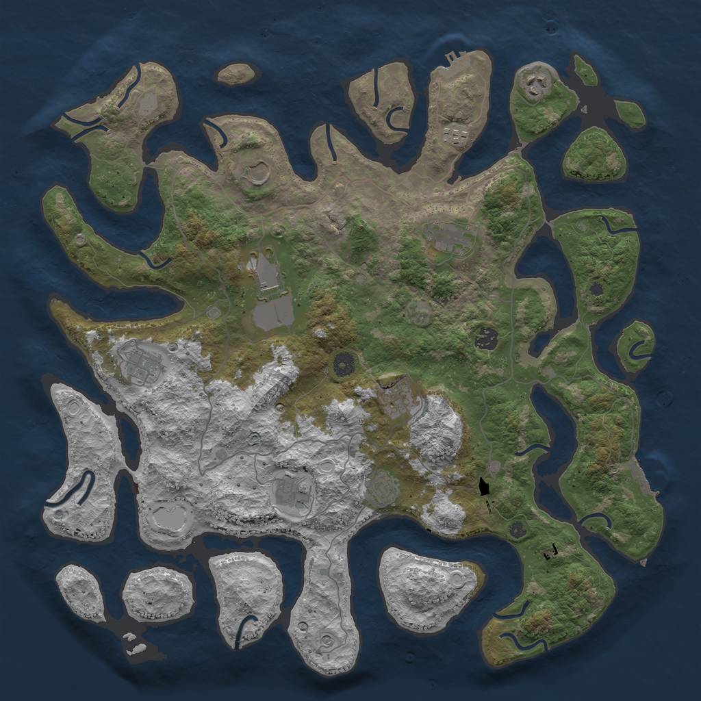 Rust Map: Procedural Map, Size: 4500, Seed: 4424394, 18 Monuments