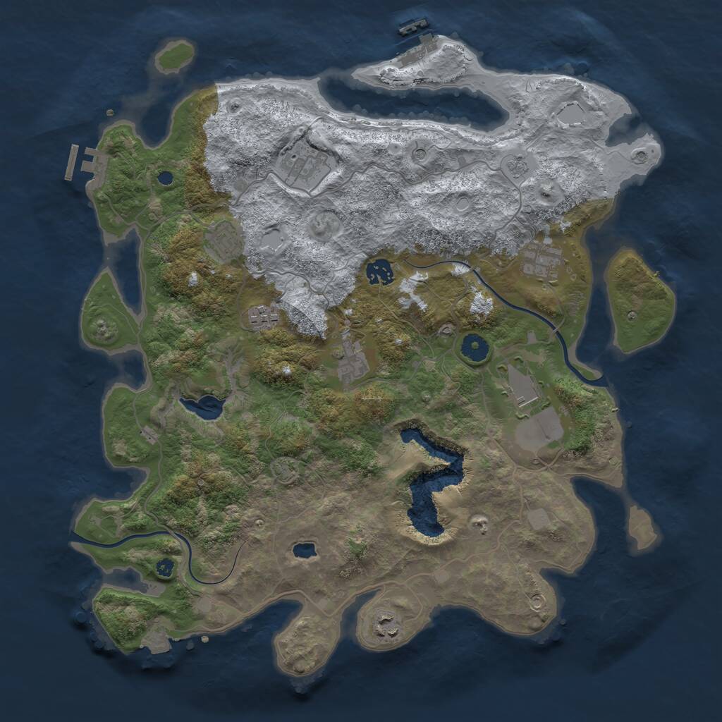 Rust Map: Procedural Map, Size: 4000, Seed: 868649, 14 Monuments