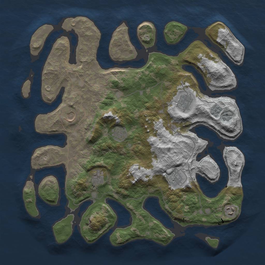 Rust Map: Barren, Size: 4000, Seed: 746629, 10 Monuments