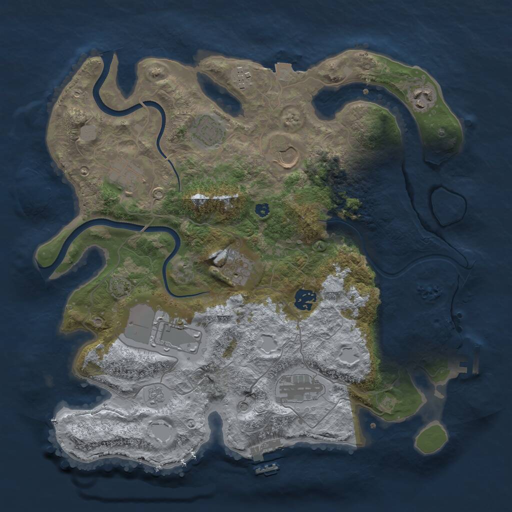 Rust Map: Procedural Map, Size: 3550, Seed: 371928, 15 Monuments