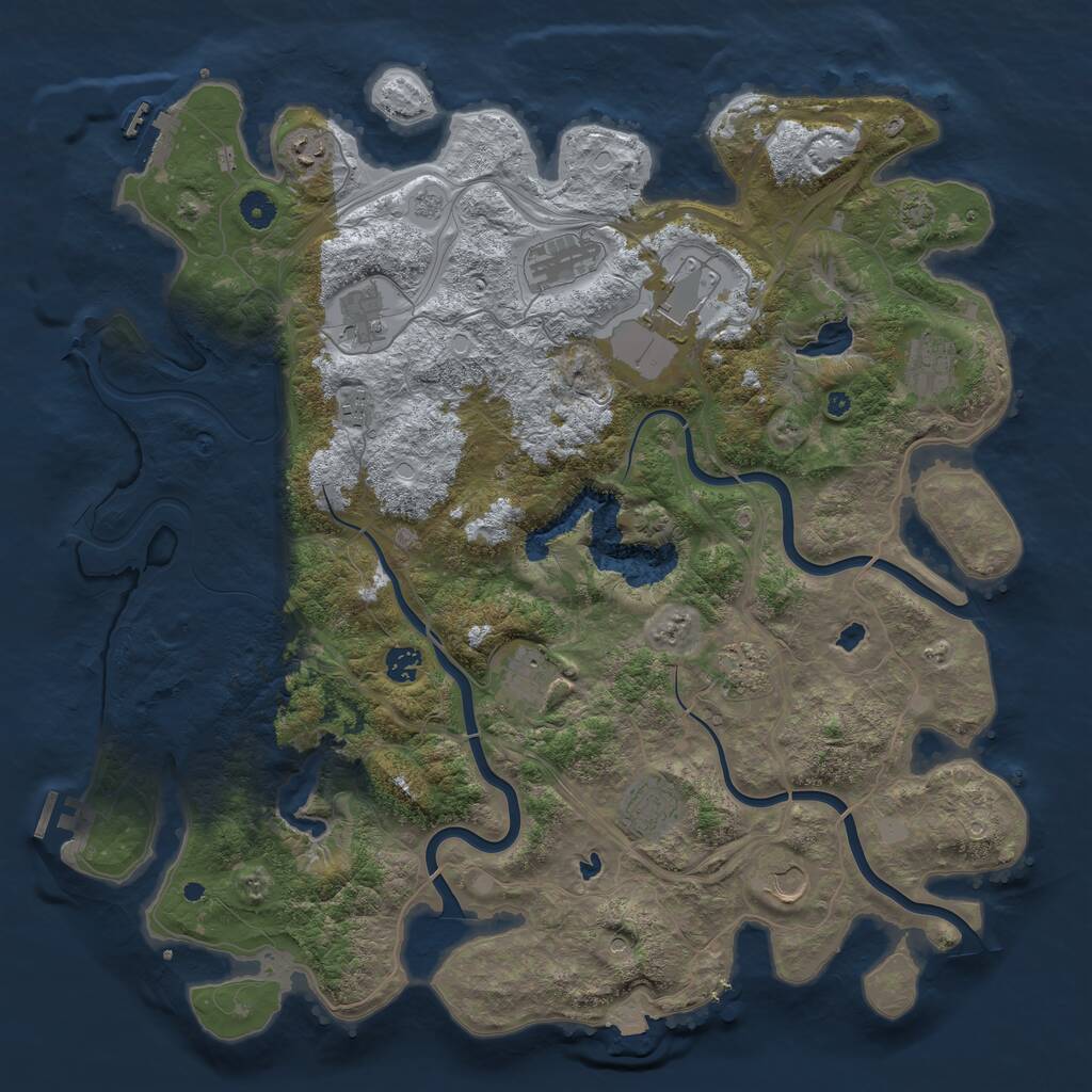 Rust Map: Procedural Map, Size: 4500, Seed: 2539236, 17 Monuments