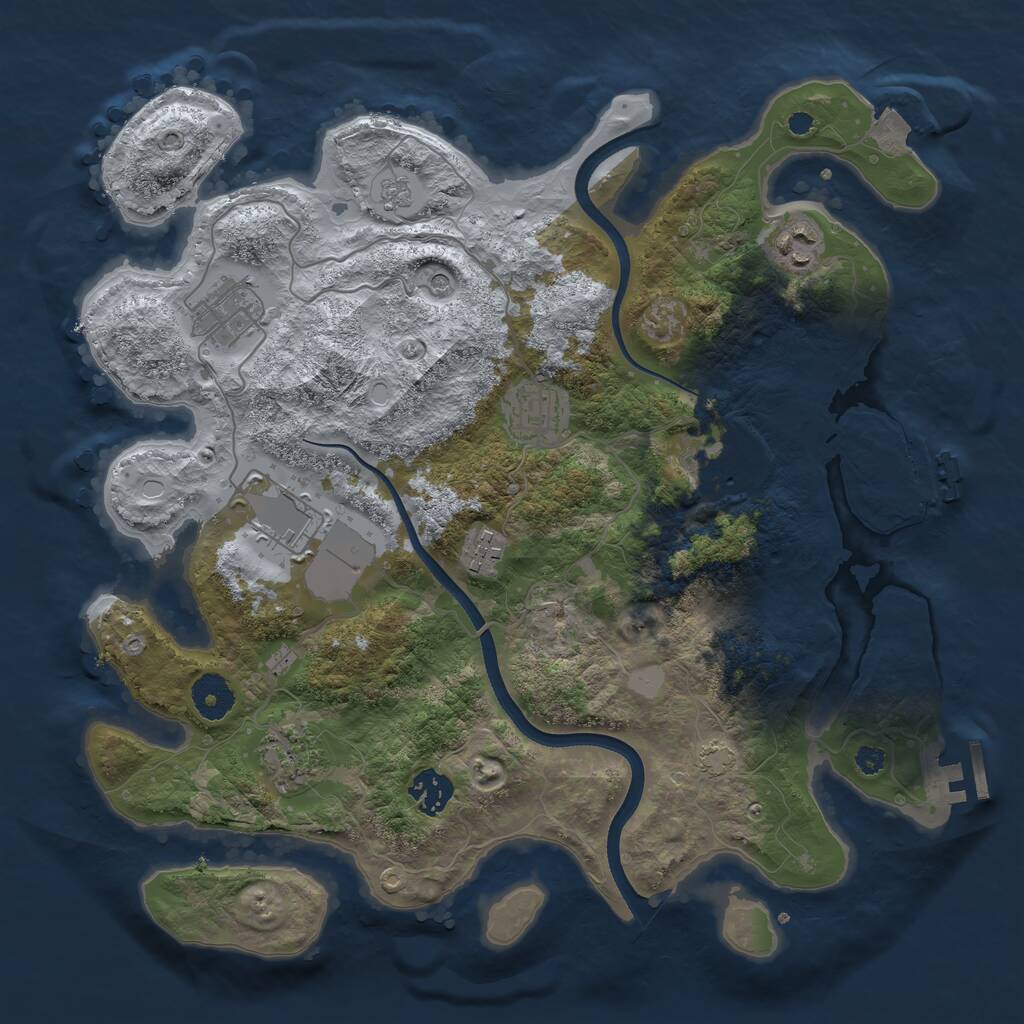 Rust Map: Procedural Map, Size: 3550, Seed: 821637, 14 Monuments
