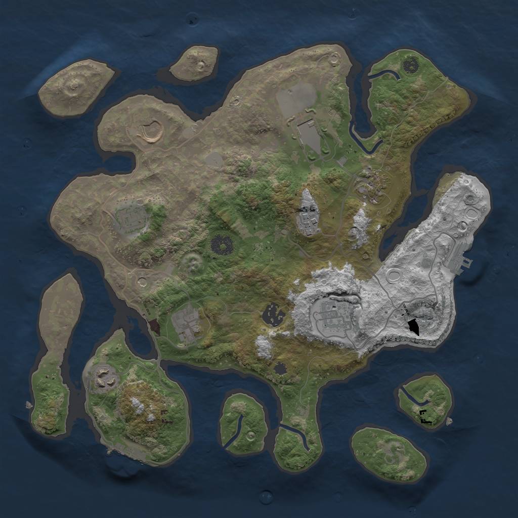 Rust Map: Procedural Map, Size: 3500, Seed: 1311206192, 17 Monuments