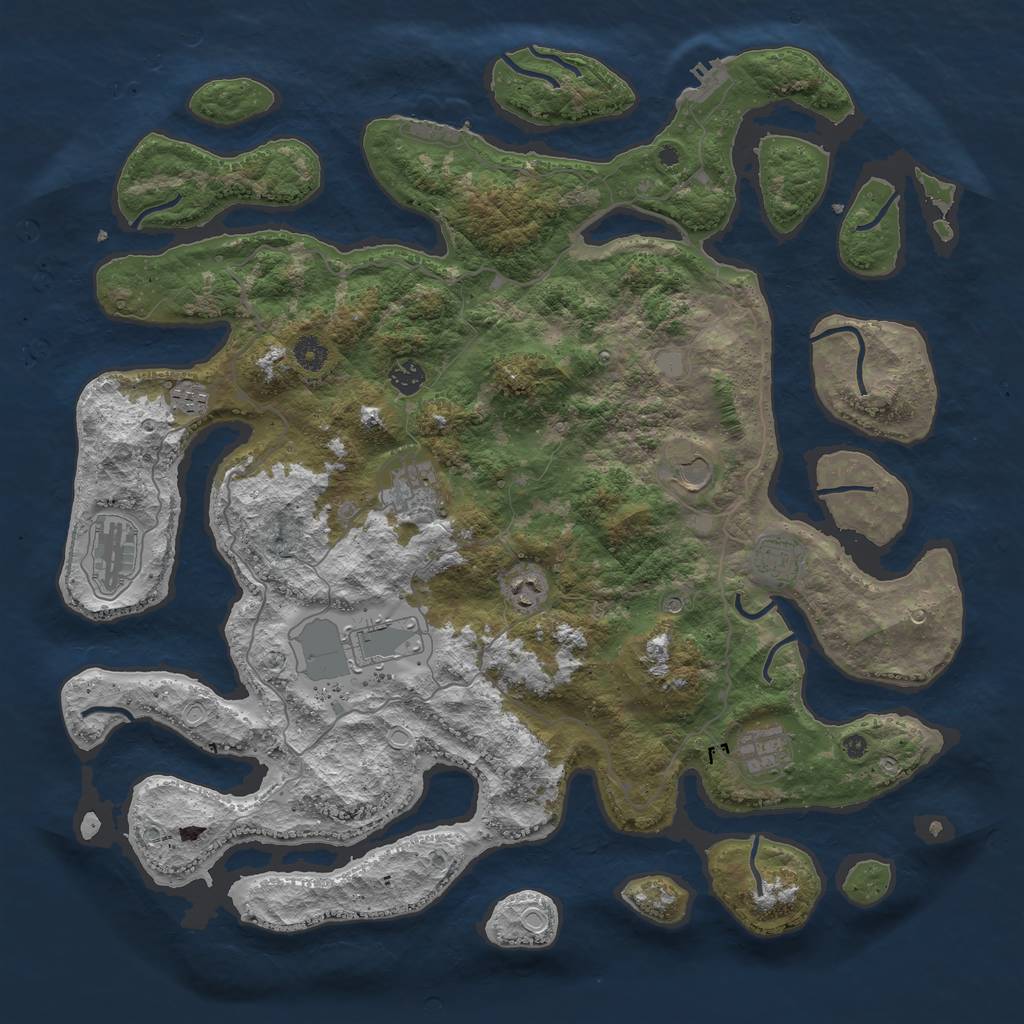 Rust Map: Procedural Map, Size: 4500, Seed: 2519919, 17 Monuments