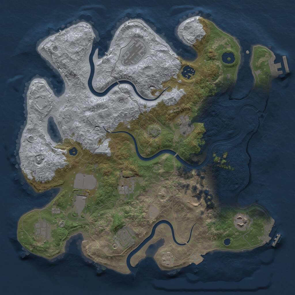 Rust Map: Procedural Map, Size: 3500, Seed: 1287275197, 16 Monuments