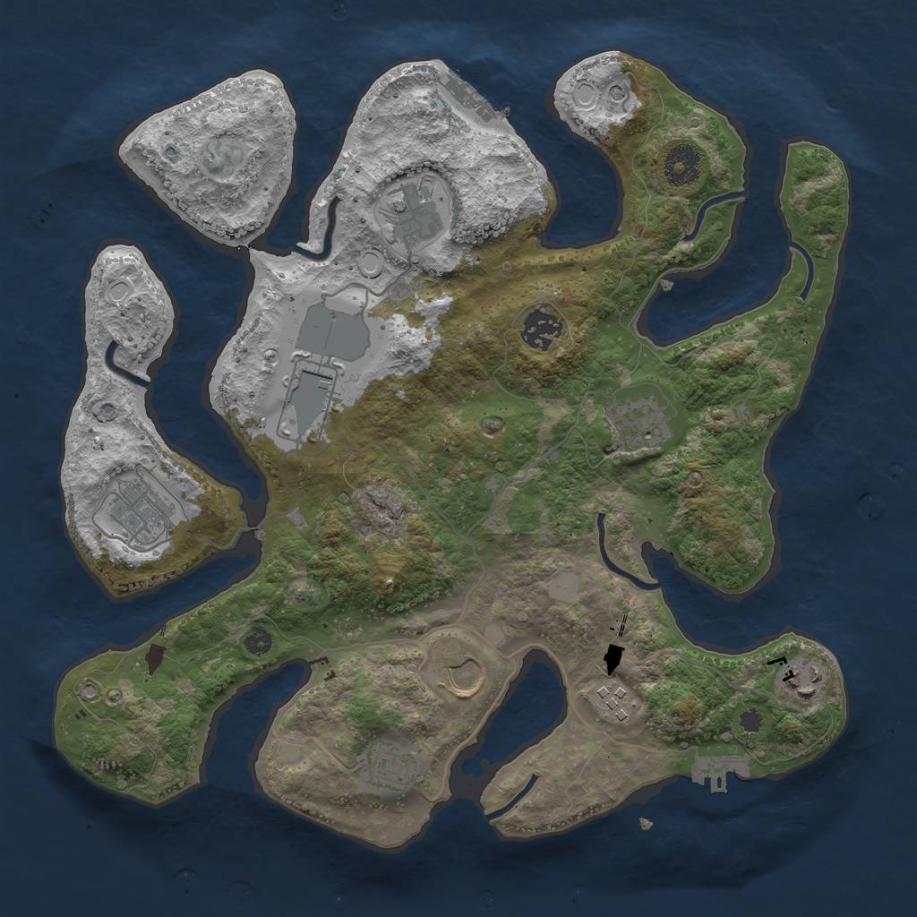 Rust Map: Procedural Map, Size: 3500, Seed: 1287275197, 17 Monuments