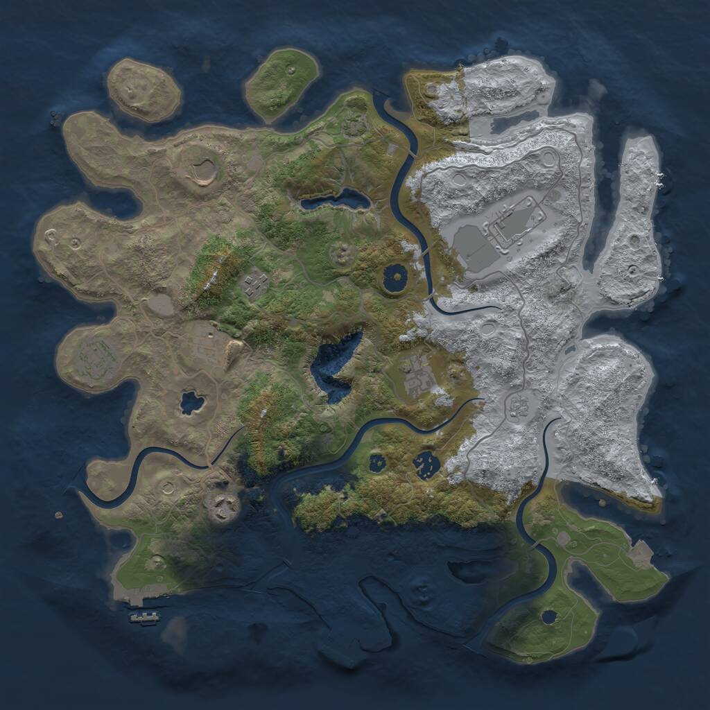Rust Map: Procedural Map, Size: 4000, Seed: 25156, 14 Monuments