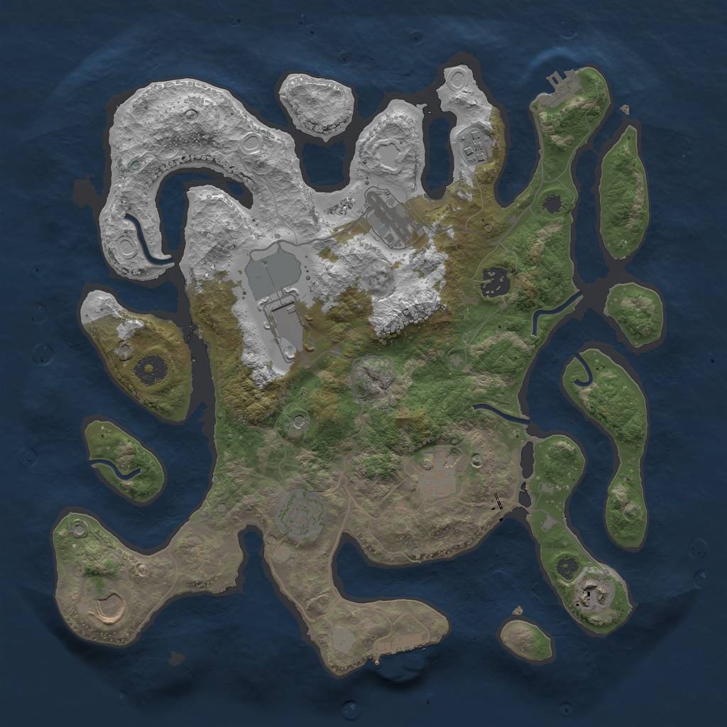 Rust Map: Procedural Map, Size: 3550, Seed: 153666, 16 Monuments