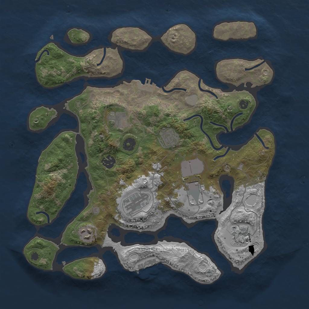 Rust Map: Procedural Map, Size: 3550, Seed: 911311, 14 Monuments