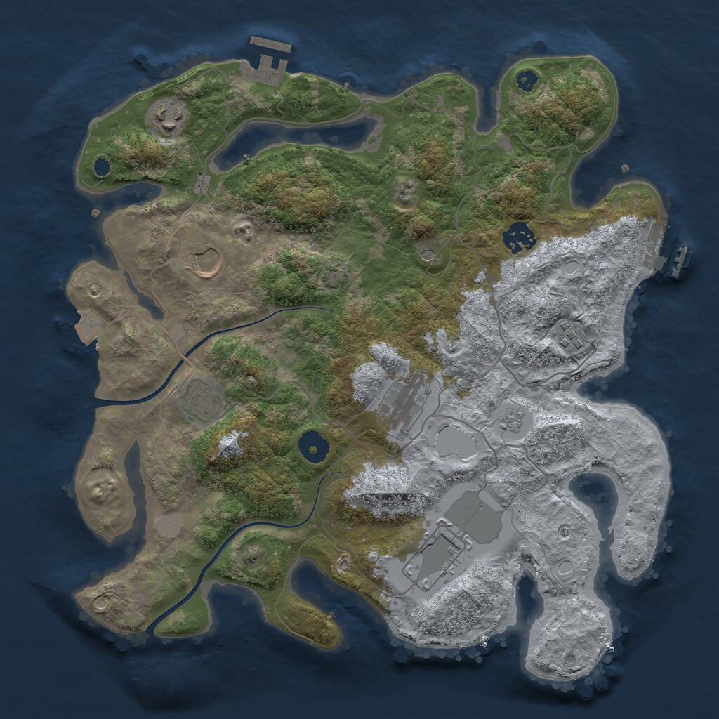 Rust Map: Procedural Map, Size: 3500, Seed: 212952522, 13 Monuments