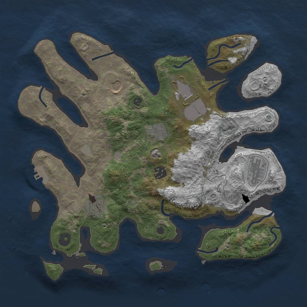 Rust Map: Procedural Map, Size: 3550, Seed: 920244, 13 Monuments