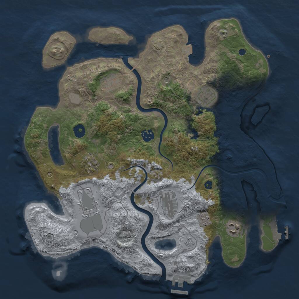 Rust Map: Procedural Map, Size: 3550, Seed: 220507, 14 Monuments