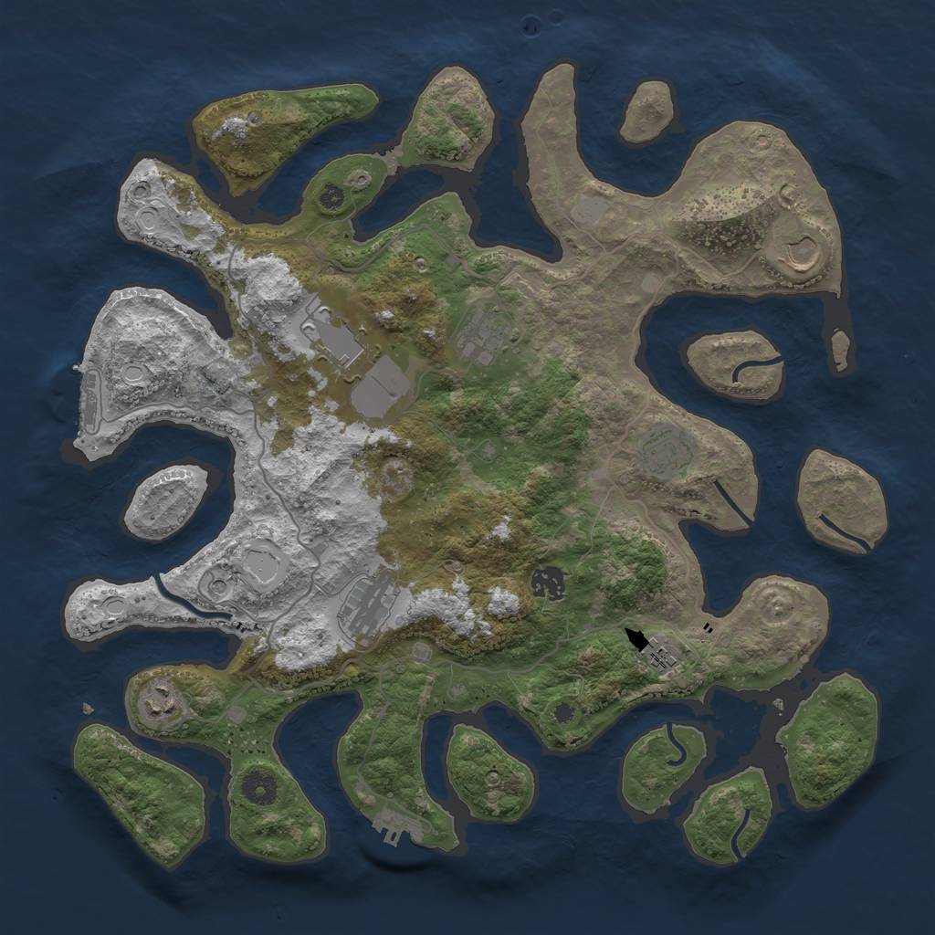 Rust Map: Procedural Map, Size: 4000, Seed: 389796, 16 Monuments