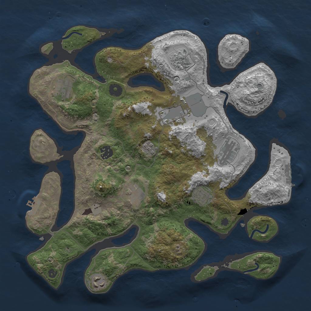 Rust Map: Procedural Map, Size: 3550, Seed: 396103, 16 Monuments