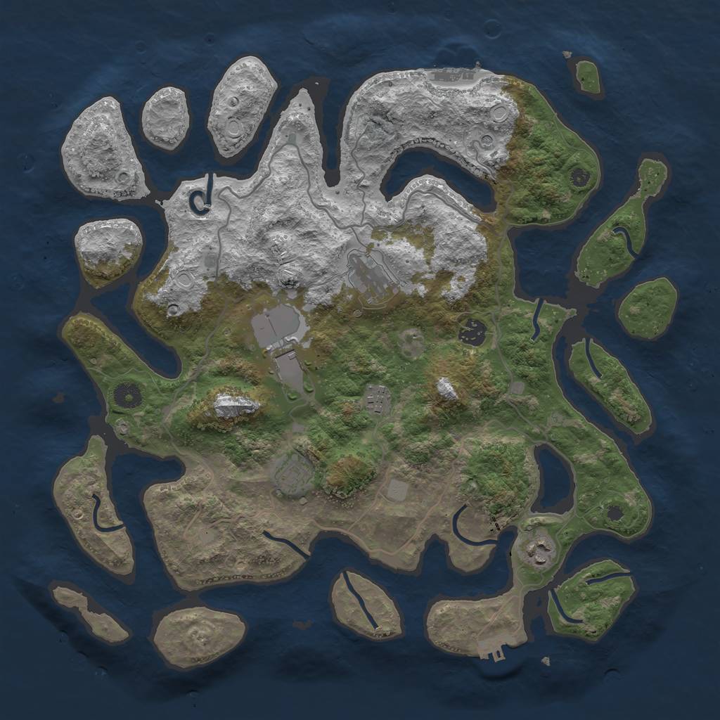 Rust Map: Procedural Map, Size: 4000, Seed: 24199, 14 Monuments