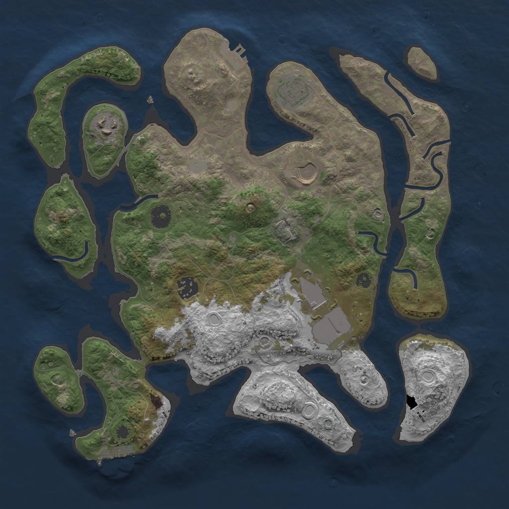 Rust Map: Procedural Map, Size: 3500, Seed: 295765607, 13 Monuments