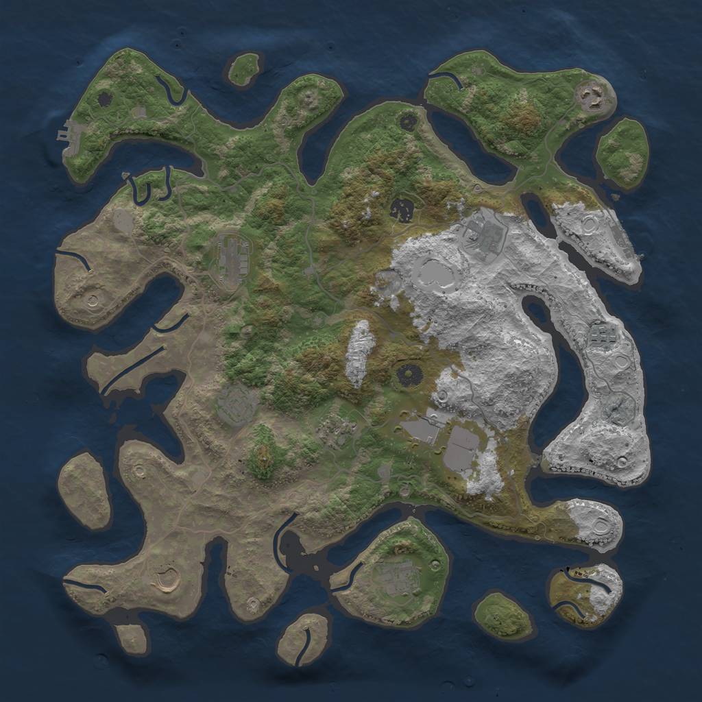Rust Map: Procedural Map, Size: 4250, Seed: 69696969, 18 Monuments