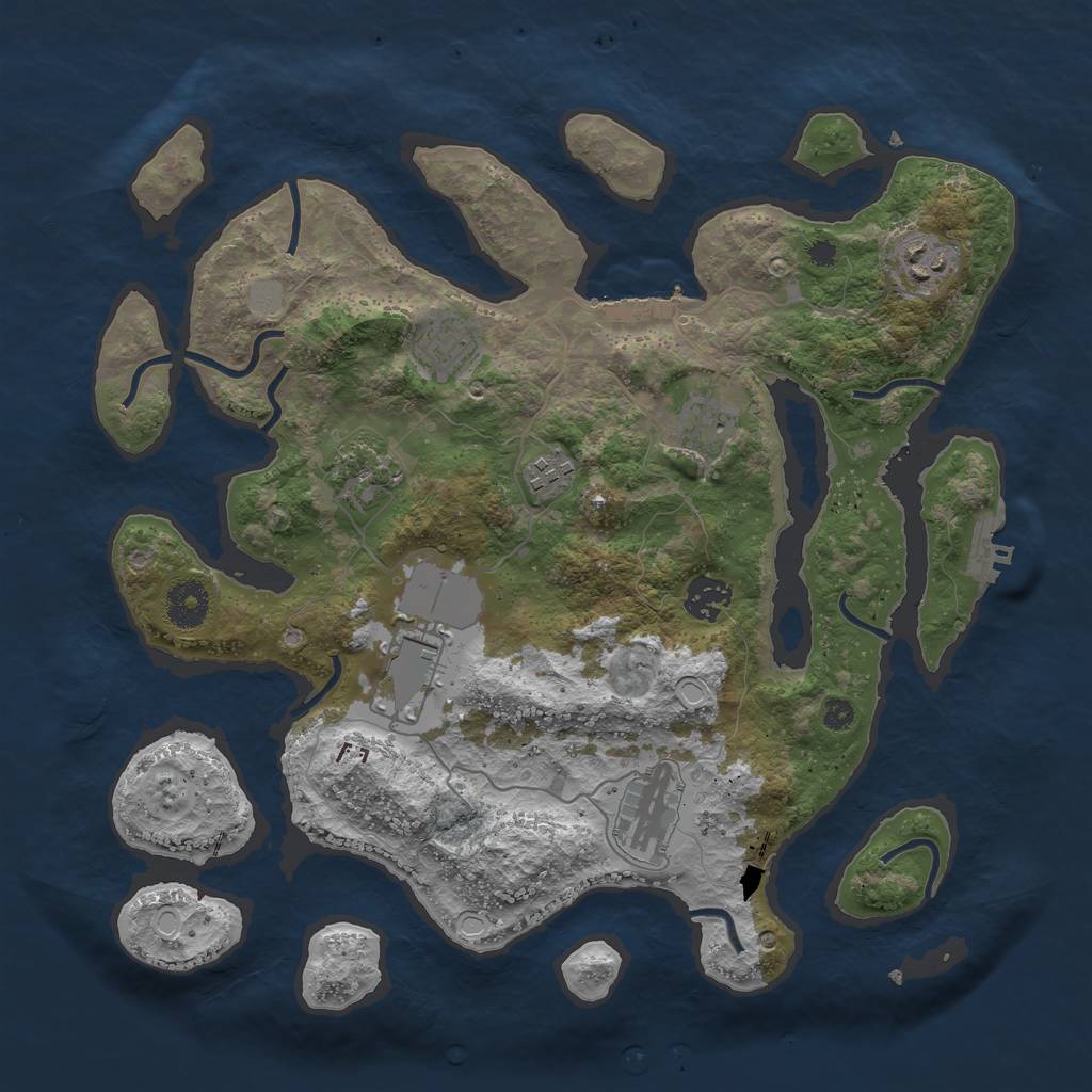 Rust Map: Procedural Map, Size: 3600, Seed: 1405428869, 15 Monuments
