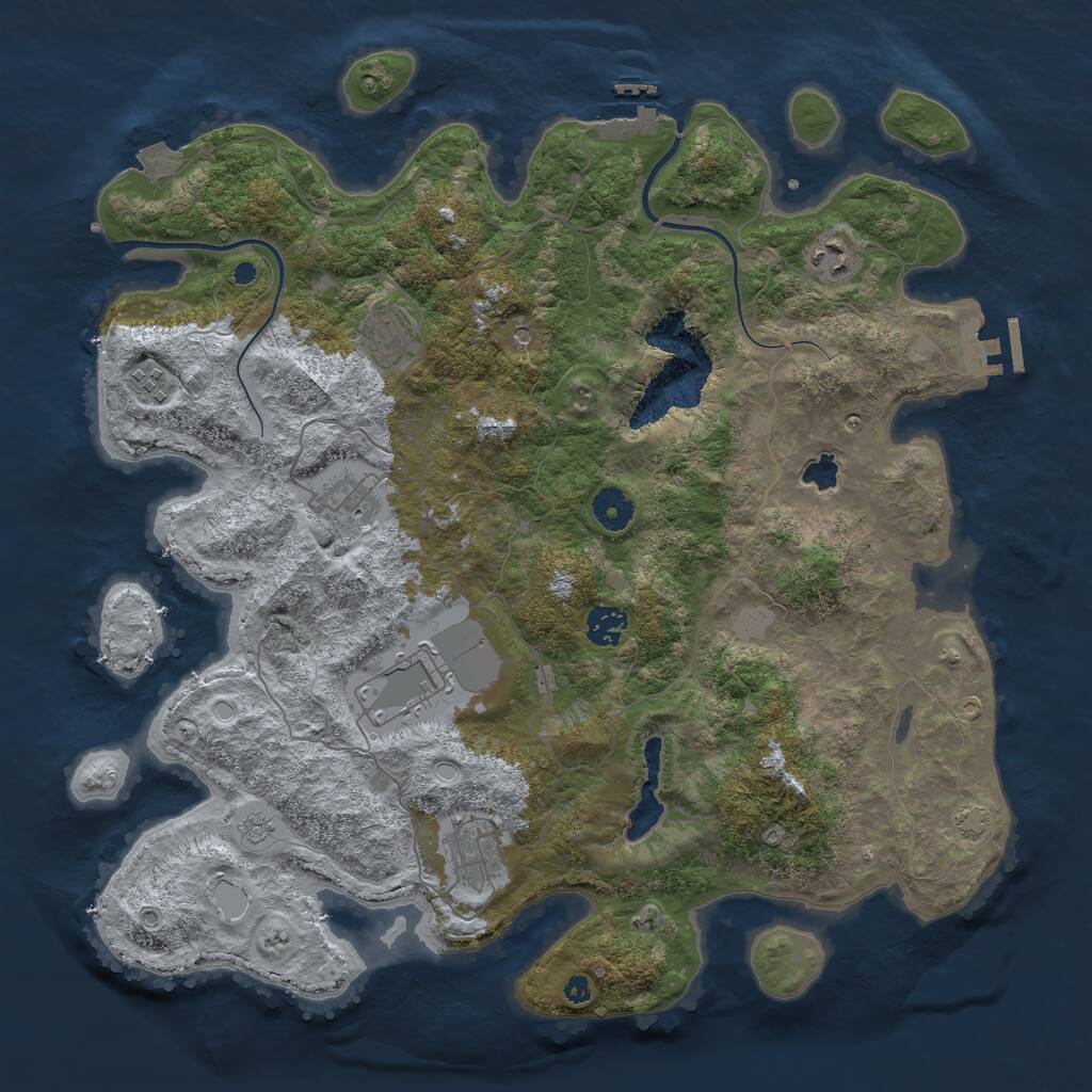 Rust Map: Procedural Map, Size: 4000, Seed: 739414, 13 Monuments