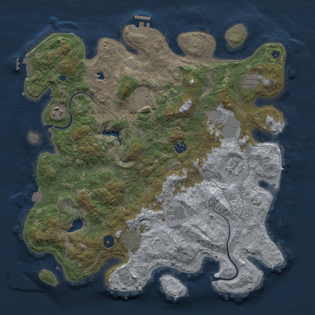 Rust Map: Procedural Map, Size: 4000, Seed: 645321, 15 Monuments