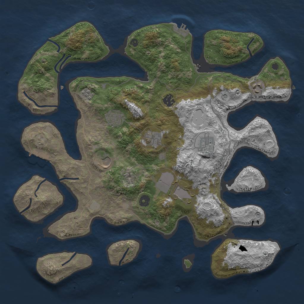 Rust Map: Procedural Map, Size: 4000, Seed: 414115, 16 Monuments