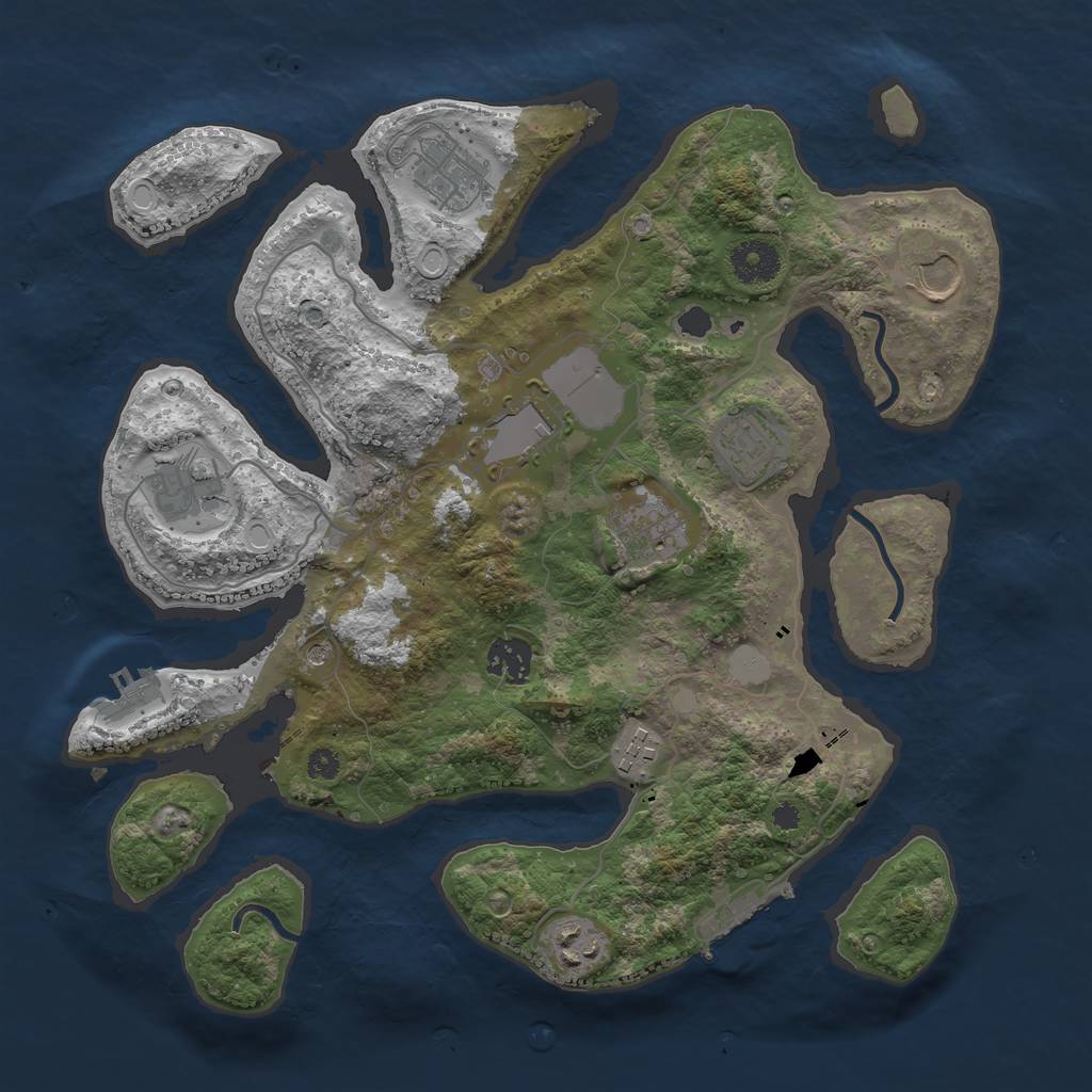 Rust Map: Procedural Map, Size: 3500, Seed: 765611, 17 Monuments