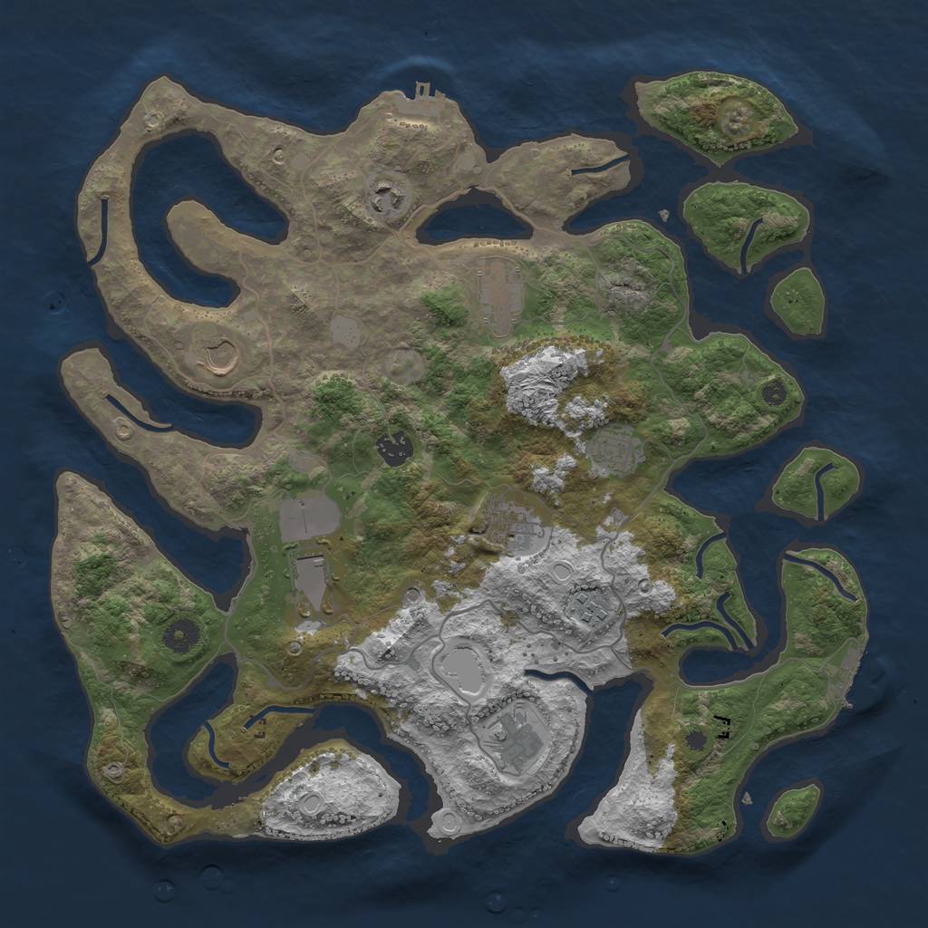 Rust Map: Procedural Map, Size: 4000, Seed: 181928, 17 Monuments