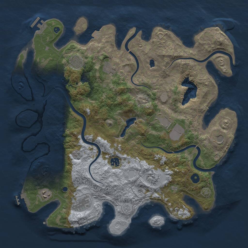 Rust Map: Procedural Map, Size: 4050, Seed: 864992070, 15 Monuments
