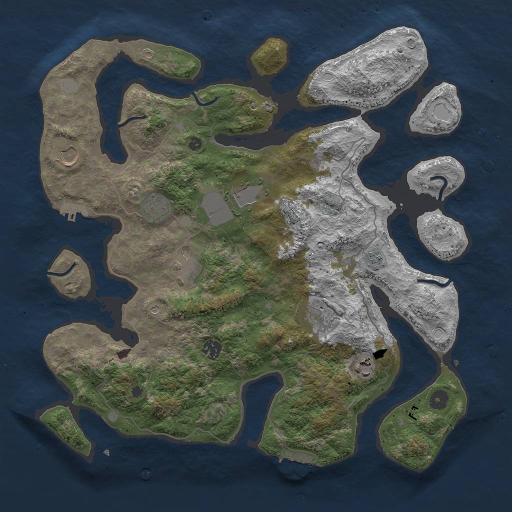 Rust Map: Procedural Map, Size: 4000, Seed: 898354456, 16 Monuments