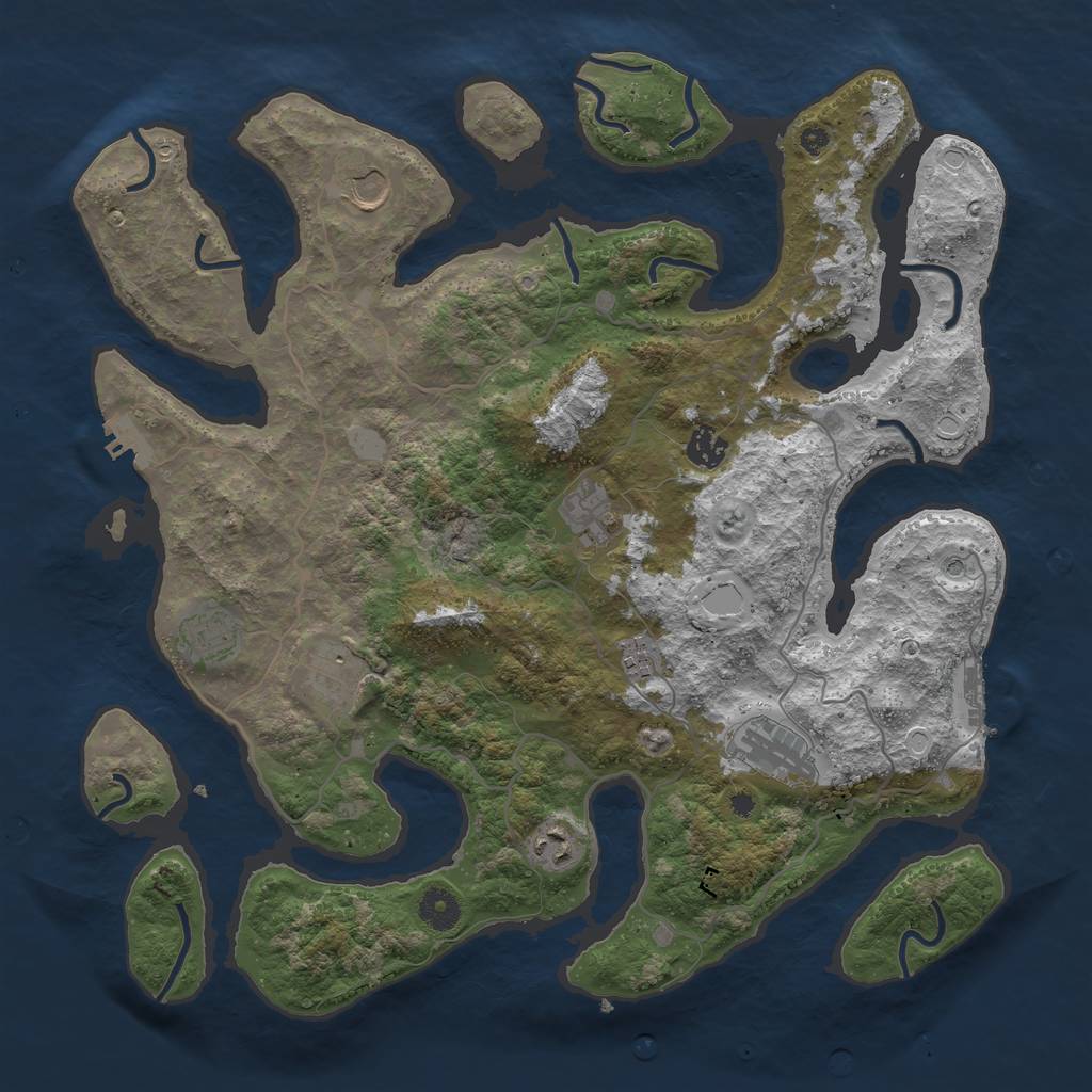 Rust Map: Procedural Map, Size: 4000, Seed: 946473, 16 Monuments