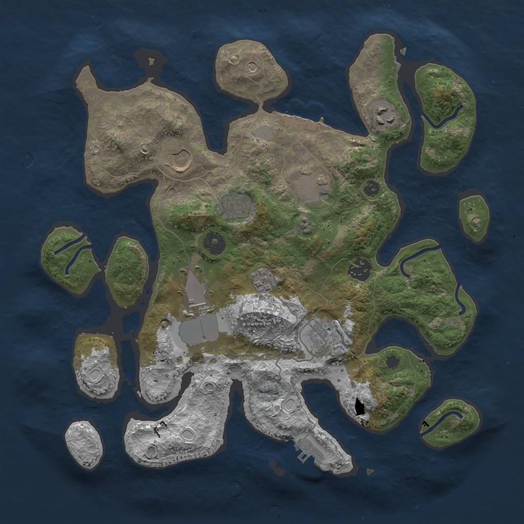 Rust Map: Procedural Map, Size: 3500, Seed: 696, 16 Monuments