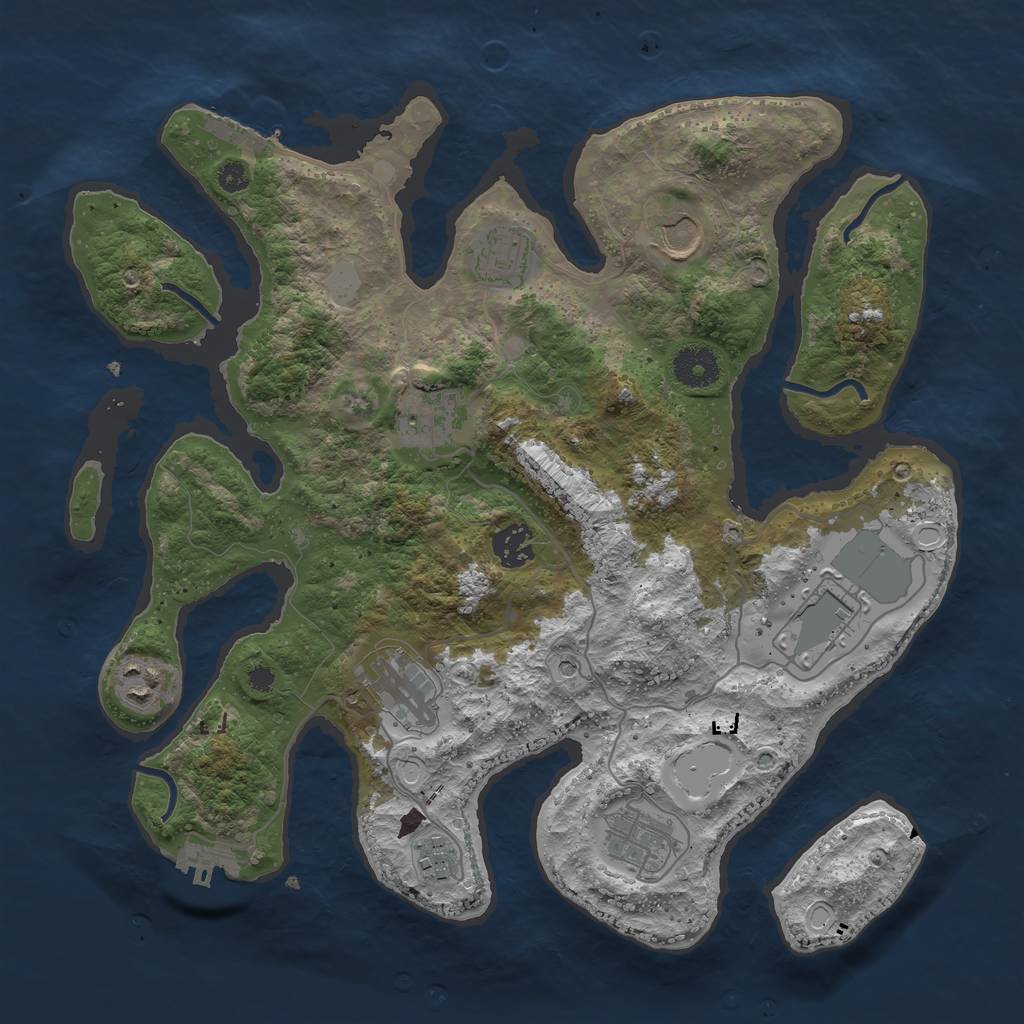 Rust Map: Procedural Map, Size: 3550, Seed: 714538, 17 Monuments