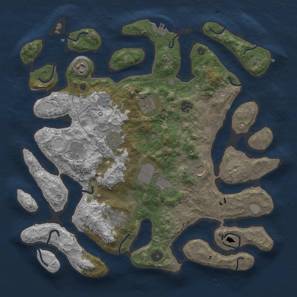 Rust Map: Procedural Map, Size: 4000, Seed: 147926, 16 Monuments