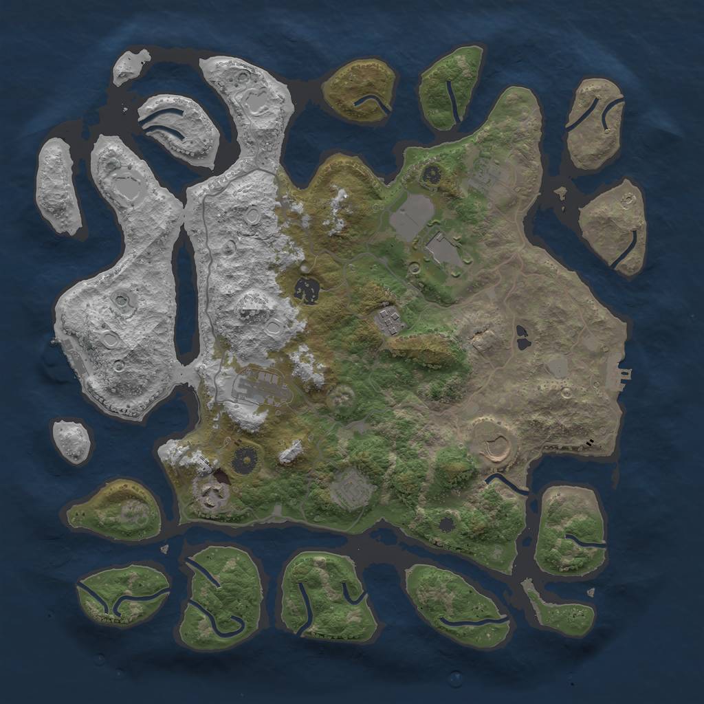 Rust Map: Procedural Map, Size: 4000, Seed: 321645987, 16 Monuments