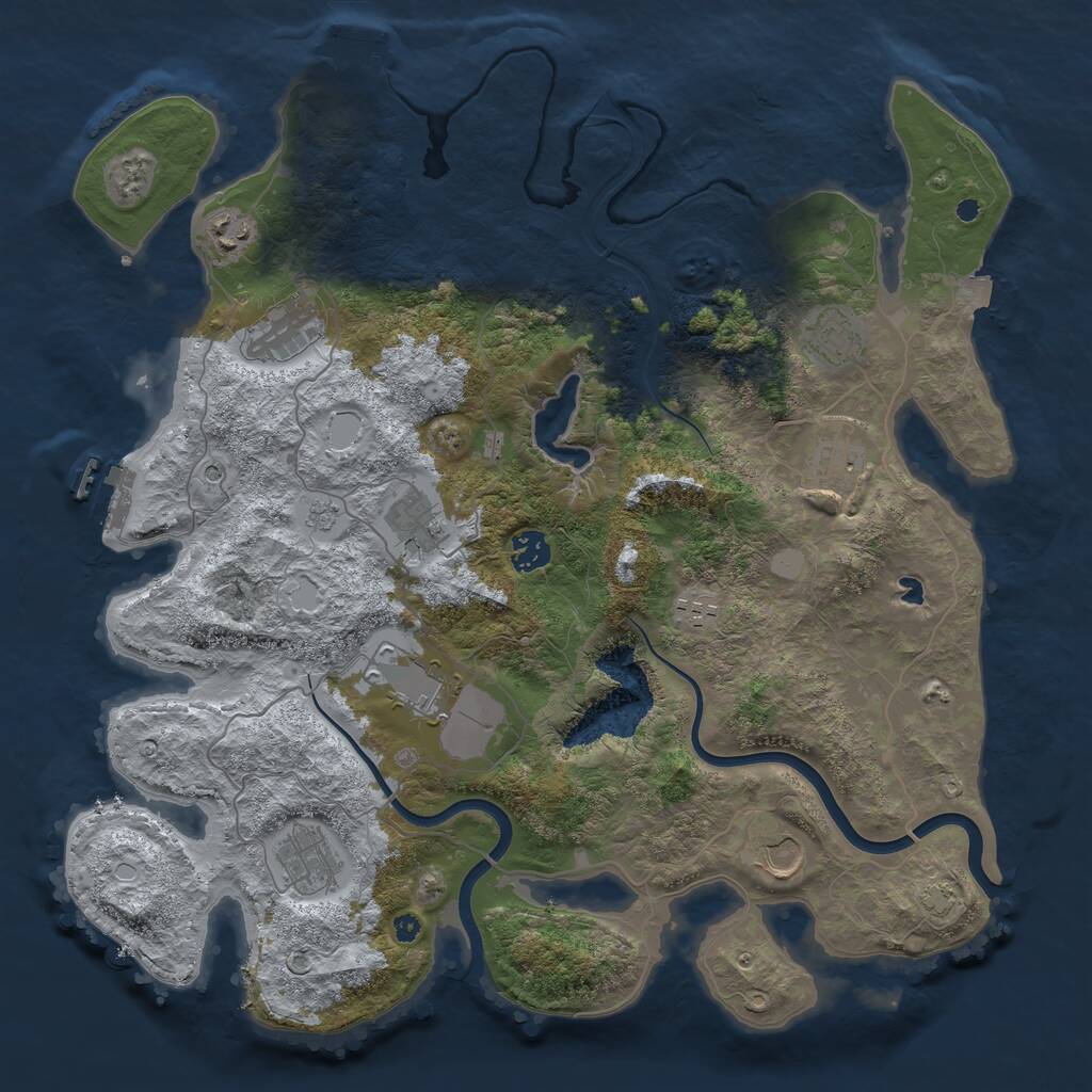 Rust Map: Procedural Map, Size: 4000, Seed: 4640050, 16 Monuments
