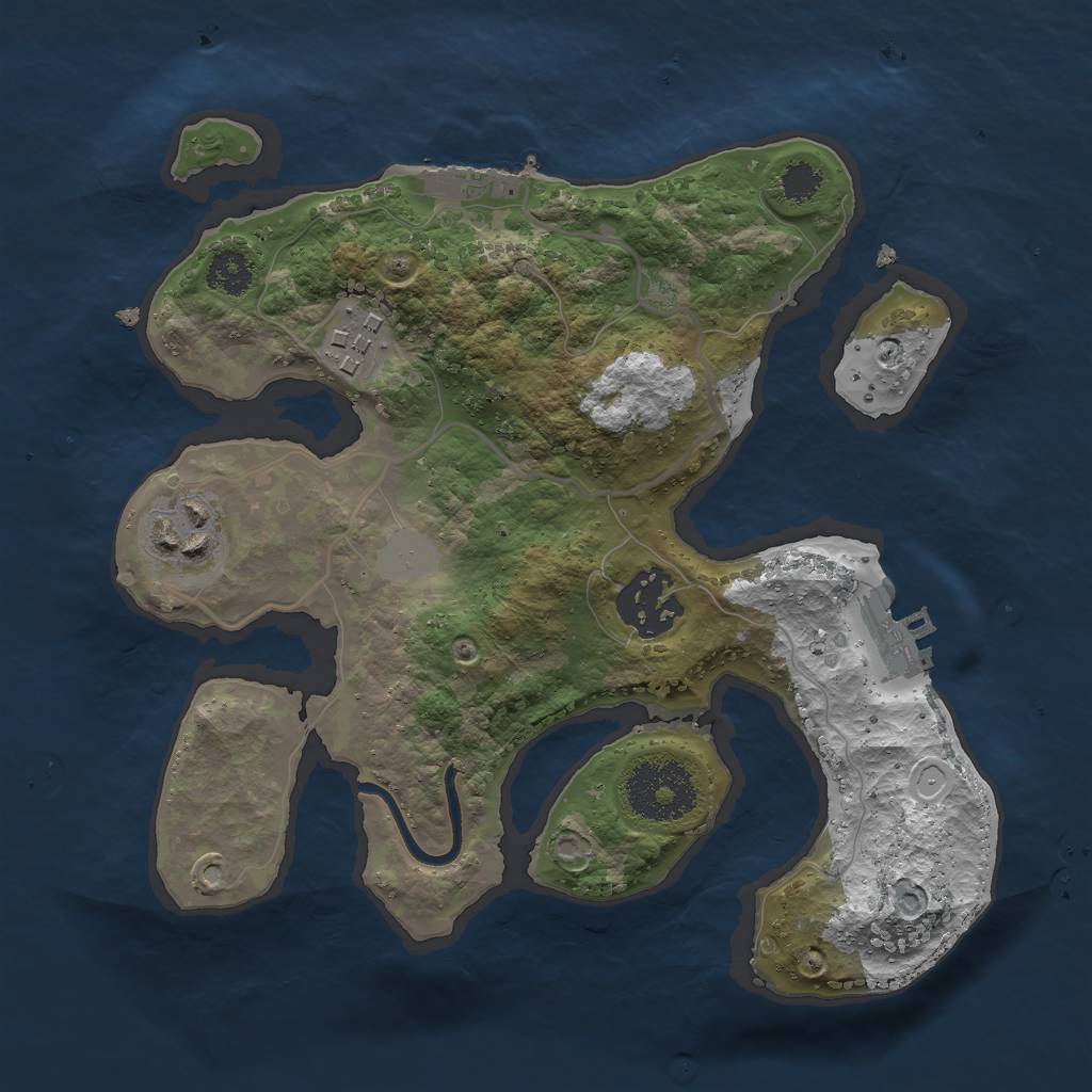 Rust Map: Procedural Map, Size: 2500, Seed: 1620677053, 10 Monuments