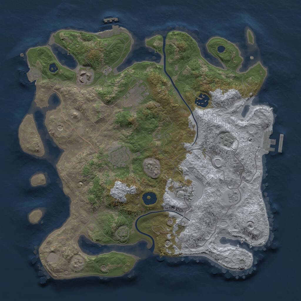 Rust Map: Procedural Map, Size: 3300, Seed: 3500, 12 Monuments