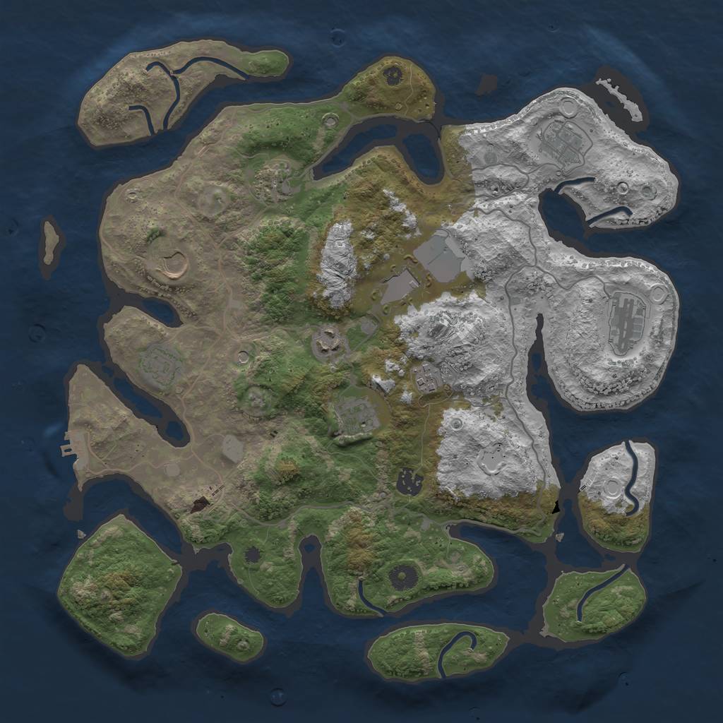 Rust Map: Procedural Map, Size: 4000, Seed: 87769, 17 Monuments