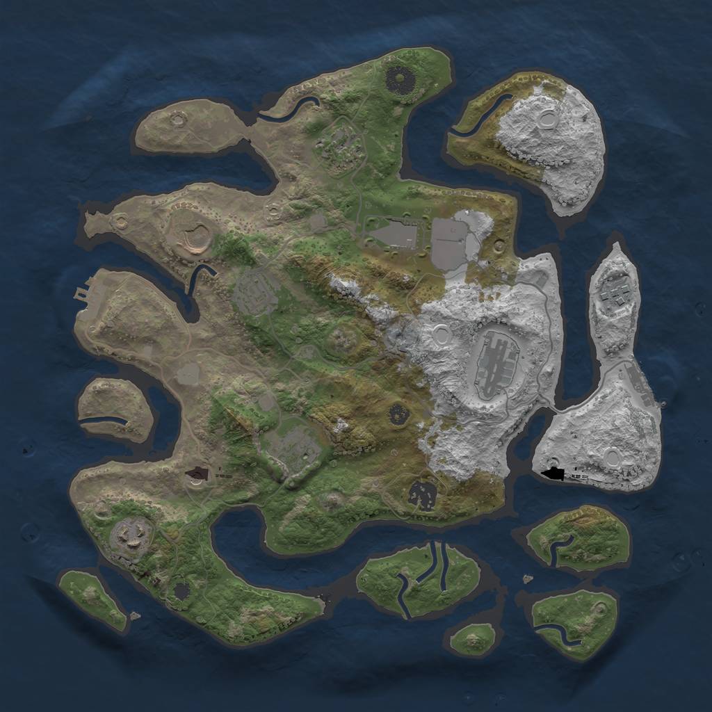 Rust Map: Procedural Map, Size: 3600, Seed: 5623464, 17 Monuments