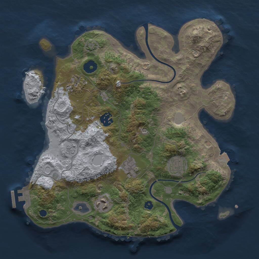 Rust Map: Procedural Map, Size: 3000, Seed: 21337, 10 Monuments